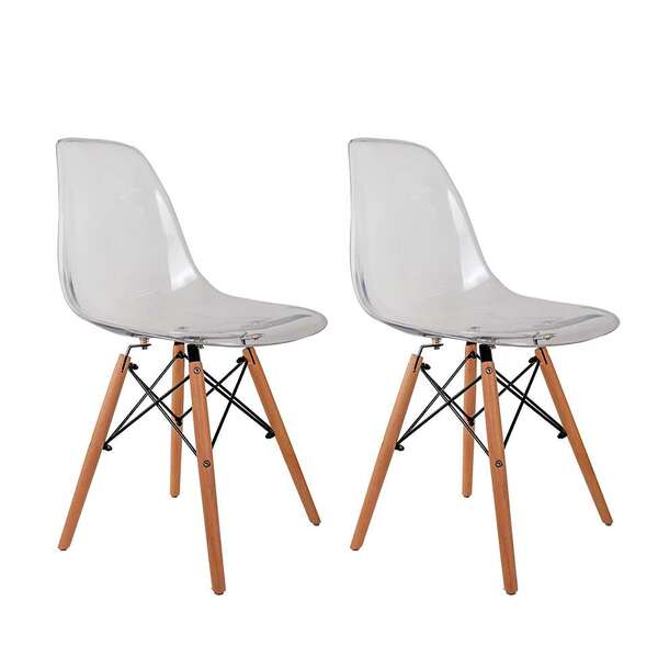 Conjunto Com 2 Cadeiras Charles Eames Cristal