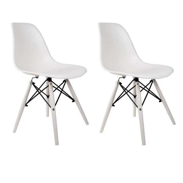 Conjunto Com 2 Cadeiras Charles Eames Ii Branco