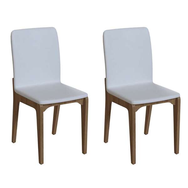 Conjunto Com 2 Cadeiras Darwin Branco E Freijó
