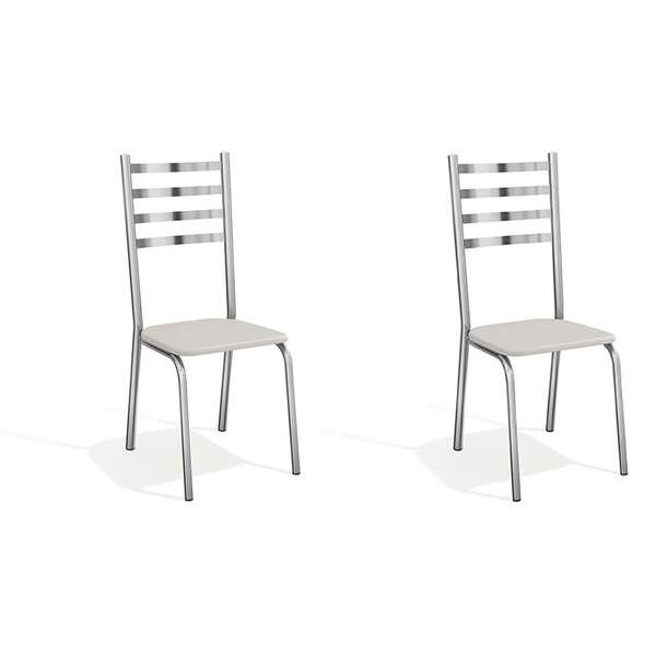 Conjunto Com 2 Cadeiras De Cozinha Alemanha Cromado E Branco