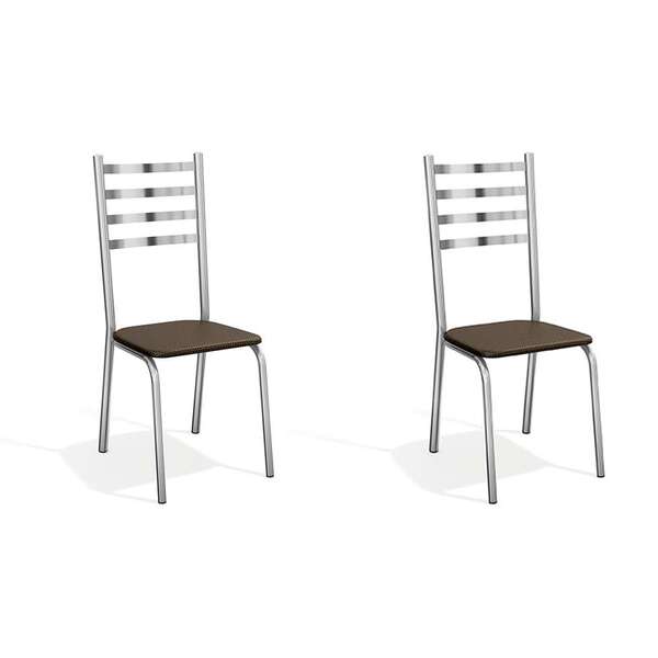 Conjunto Com 2 Cadeiras De Cozinha Alemanha Cromado E Marrom