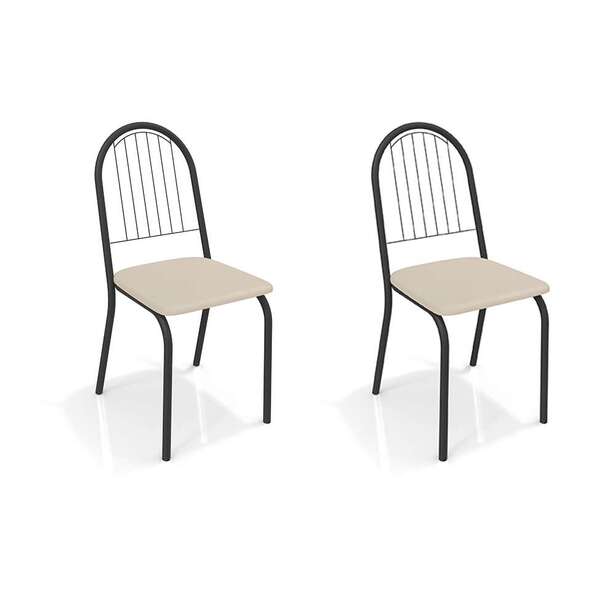 Conjunto Com 2 Cadeiras De Cozinha Noruega Preto E Nude