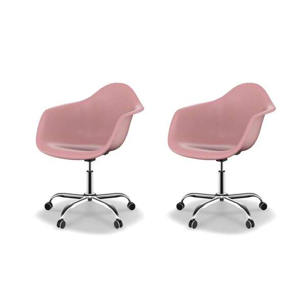 Conjunto Com 2 Cadeiras De Escritório Secretária Eames Arm Of