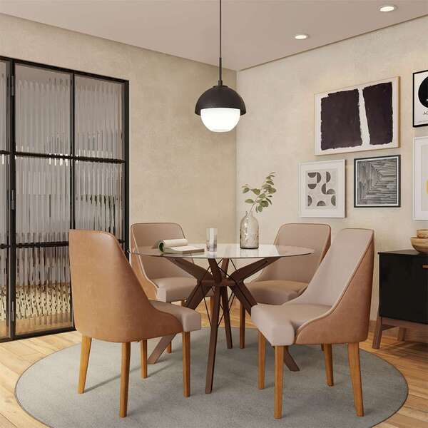 Conjunto Com 2 Cadeiras De Jantar Ágata Ii Imbuia E Off White