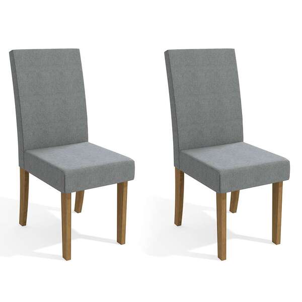 Conjunto Com 2 Cadeiras De Jantar Chester Cinza E Freijó