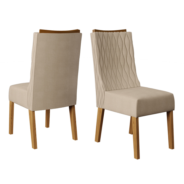 Conjunto Com 2 Cadeiras De Jantar Estofada Curva Amelia Carva