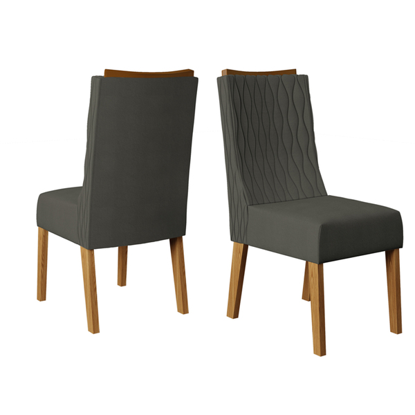 Conjunto Com 2 Cadeiras De Jantar Estofada Curva Amelia Carva