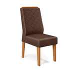 Conjunto Com 2 Cadeiras De Jantar Estofada Lidia Cor Carvalho