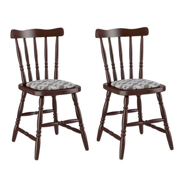 Conjunto Com 2 Cadeiras De Jantar Madeira Maciça Com Estofado