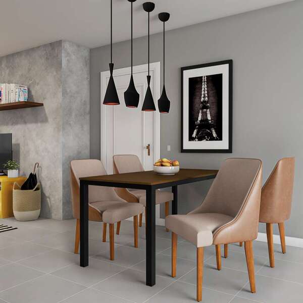 Conjunto Com 2 Cadeiras De Jantar Rubi Ii Imbuia E Off White