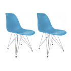 Conjunto Com 2 Cadeiras Eames Azul Turquesa - Base Eiffel Cro