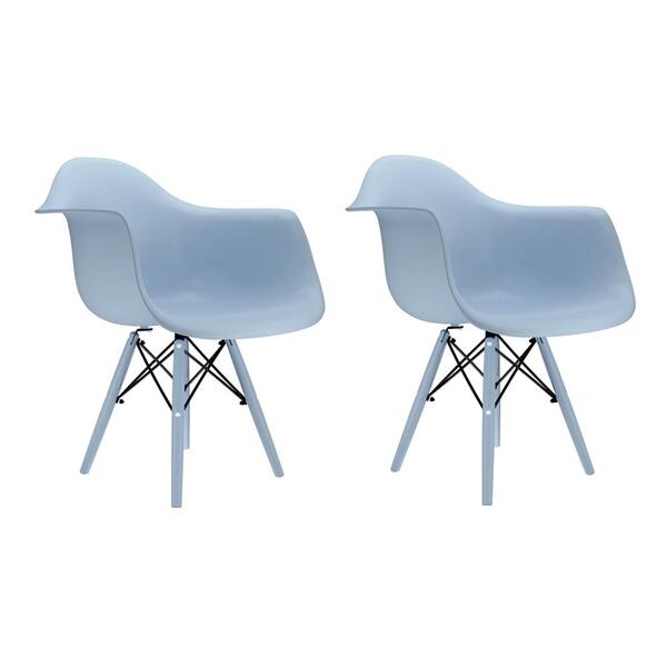 Conjunto Com 2 Cadeiras Eames Com Braço Azul Claro Empório Ti