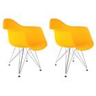 Conjunto Com 2 Cadeiras Eames Com Braços Amarela - Base Eiffe