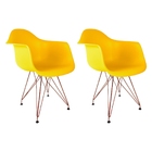 Conjunto Com 2 Cadeiras Eames Com Braços Amarela - Base Eiffe