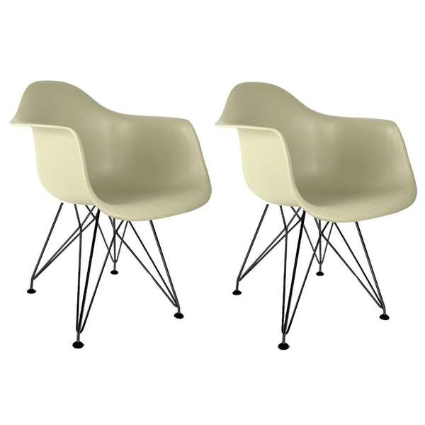 Conjunto Com 2 Cadeiras Eames Com Braços Fendi - Base Eiffel
