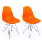 Conjunto Com 2 Cadeiras Eames Cromado E Laranja