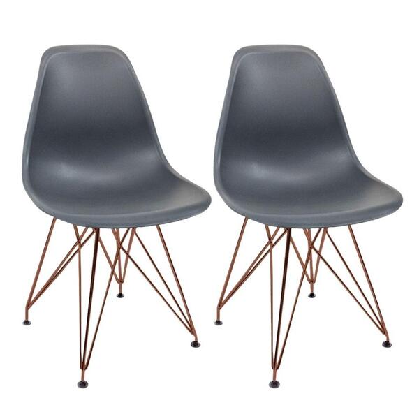 Conjunto Com 2 Cadeiras Eames Eiffel Cinza Empório Tiffany Ba