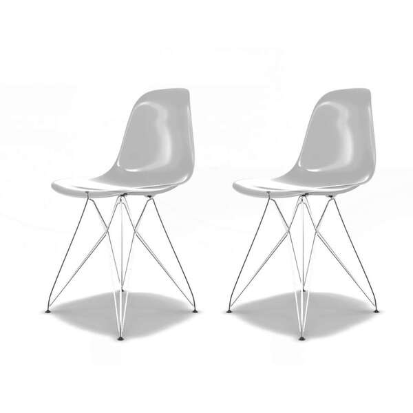 Conjunto Com 2 Cadeiras Eames Eiffel Fumãª E Cromado