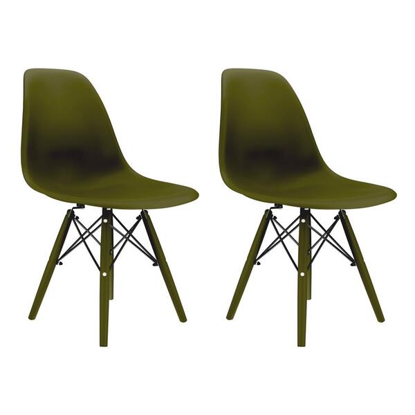 Conjunto Com 2 Cadeiras Eames Musgo Empório Tiffany Base Em P