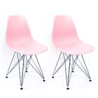 Conjunto Com 2 Cadeiras Eames Rosa - Base Eiffel Cromadaâ