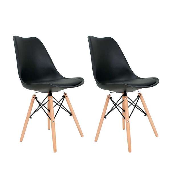 Conjunto Com 2 Cadeiras Eames Saarinen Leda Preto