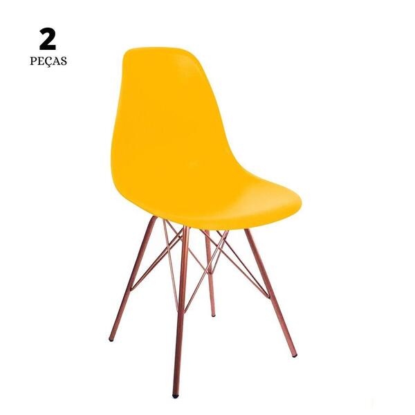 Conjunto Com 2 Cadeiras Eames Tower Amarela Empório  Base Cob