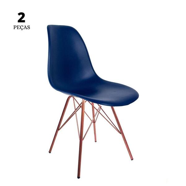 Conjunto Com 2 Cadeiras Eames Tower Azul Bic Empório  Base Co