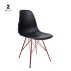 Conjunto Com 2 Cadeiras Eames Tower Preta Empório  Base Cobre