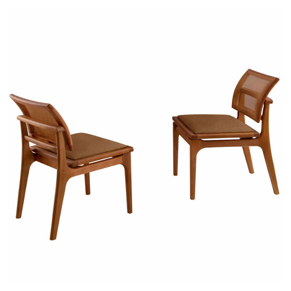 Conjunto Com 2 Cadeiras Ellis Em Madeira Maciça Para Sala De