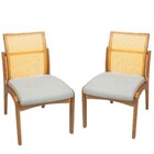 Conjunto Com 2 Cadeiras Em Madeira Maciça Com Encosto Em Tela