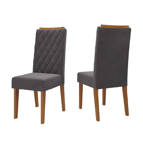 Conjunto Com 2 Cadeiras Estofadas Veludo Sala De Jantar Bele