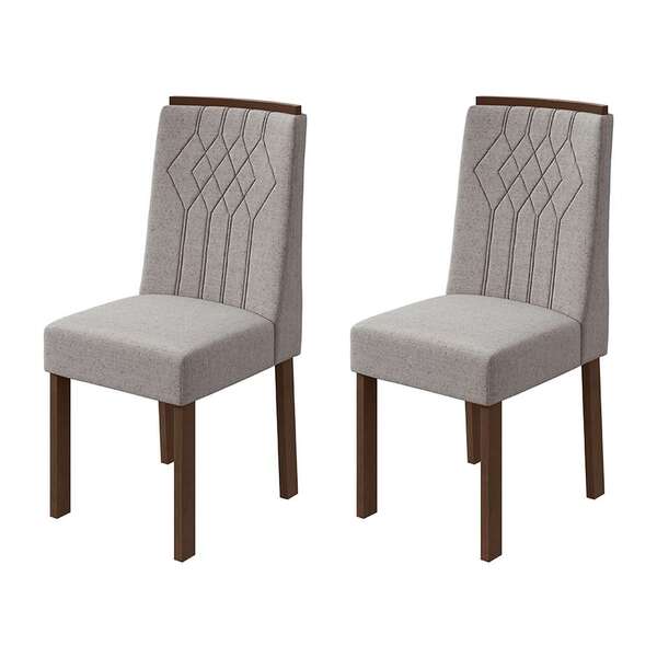 Conjunto Com 2 Cadeiras Exclusive Linho Rústico E Imbuia Clean