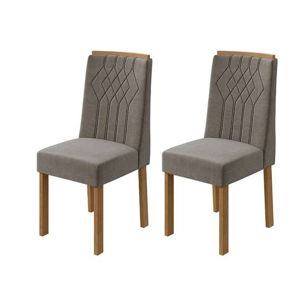 Conjunto Com 2 Cadeiras Exclusive Suede Animale Bege E Amêndo