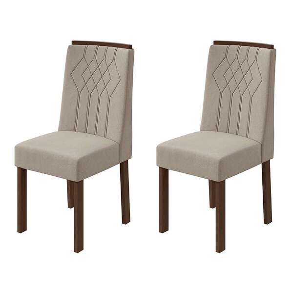 Conjunto Com 2 Cadeiras Exclusive Veludo Creme E Imbuia Clean