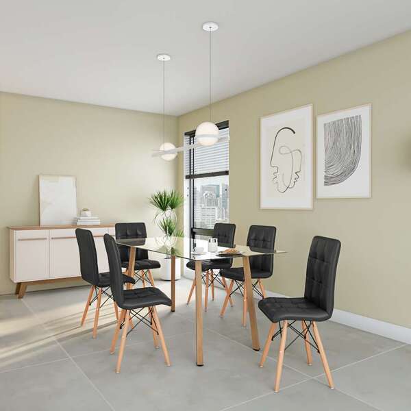 Conjunto Com 2 Cadeiras Faryl Eiffel Preto