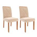 Conjunto Com 2 Cadeiras Fernanda Wood Suede Nude E Madeira