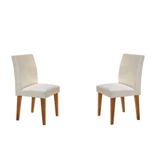 Conjunto Com 2 Cadeiras Grecia Veludo Imbuia E Creme