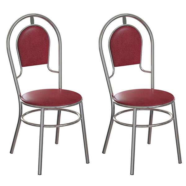 Conjunto Com 2 Cadeiras Hobart Vinho E Cromado