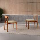 Conjunto Com 2 Cadeiras Italia Linho Bege E Imbuia Natural