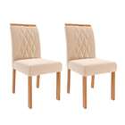 Conjunto Com 2 Cadeiras Juliana Wood Suede Nude E Madeira