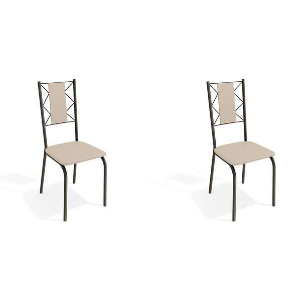 Conjunto Com 2 Cadeiras Lisboa Bronze E Nude