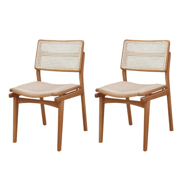 Conjunto Com 2 Cadeiras Madeira Eva Premium Moderna Mobília
