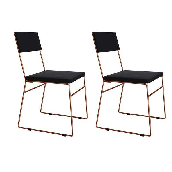 Conjunto Com 2 Cadeiras Málaga Veludo Preto E Cobre