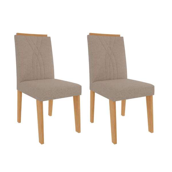 Conjunto Com 2 Cadeiras Nicole Linho Bege E Nature