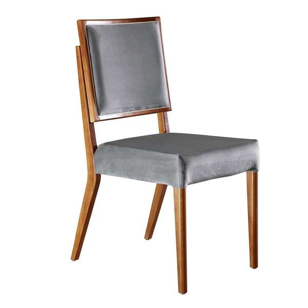 Conjunto Com 2 Cadeiras Olimpia Veludo Grafite E Imbuia Natur