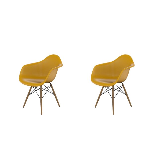 Conjunto Com 2 Cadeiras Para Sala De Jantar Arm Dsw  Amarelo