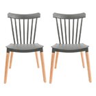 Conjunto Com 2 Cadeiras Para Sala De Jantar Windsor Pp Cinza