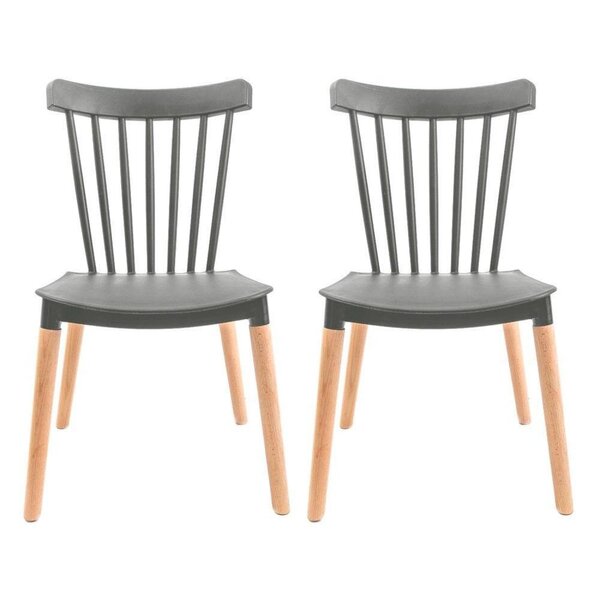 Conjunto Com 2 Cadeiras Para Sala De Jantar Windsor Pp Cinza