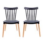 Conjunto Com 2 Cadeiras Para Sala De Jantar Windsor Pp Preto