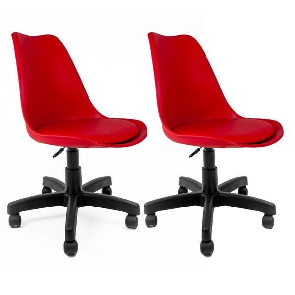 Conjunto Com 2 Cadeiras Saarinen Office Vermelha Empório  Bas